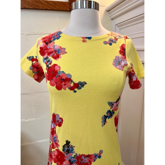 Joules Riviera Shift T-Shirt Dress Womens S 2 Floral Cotton Stretch Lemon Floral - Picture 2 of 8